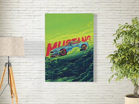 MUSTANG GREEN CLOUD ART| MOTORS-13 | CAR POSTER