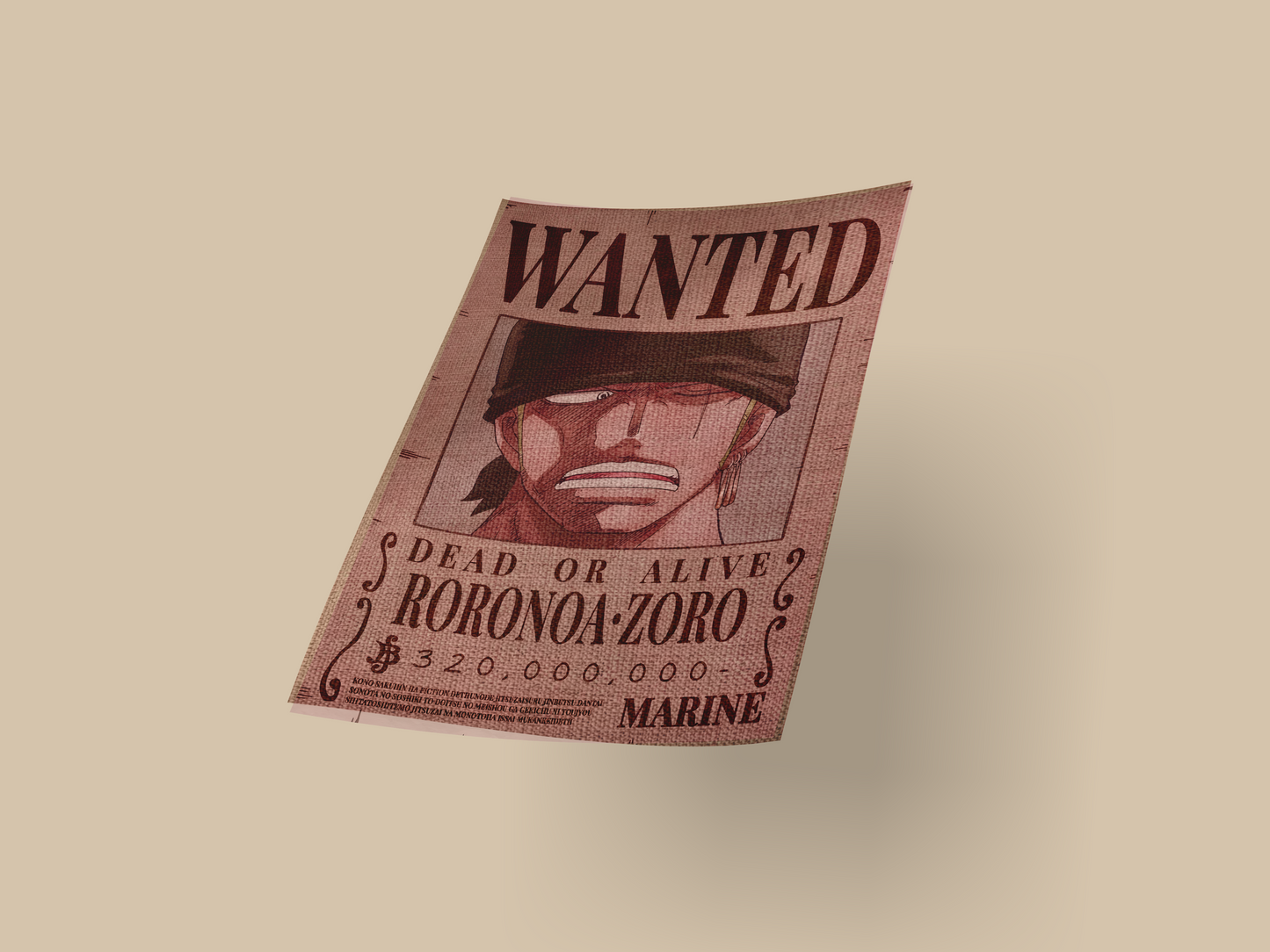 ZORO OLD BOUNTY CANVAS STYLE